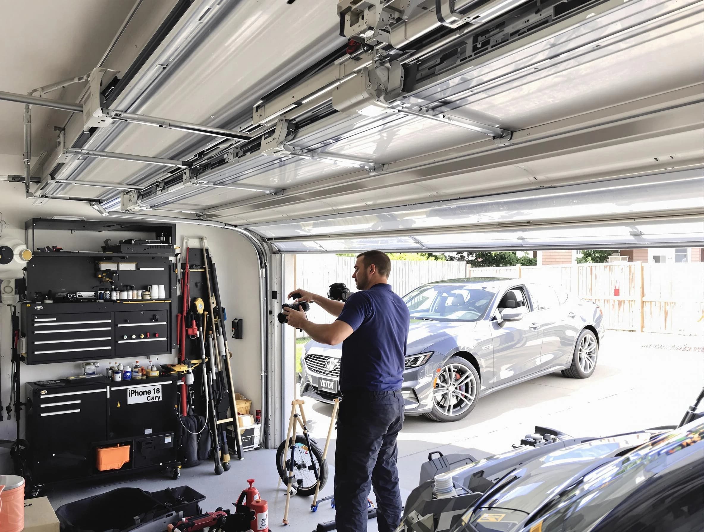 Stafford Courthouse Garage Door Repair technician fixing noisy garage door in Stafford Courthouse